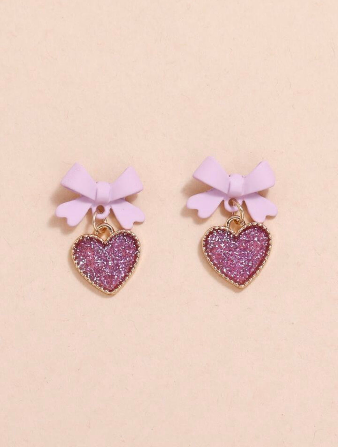 Aretes Moño Corazón Lila